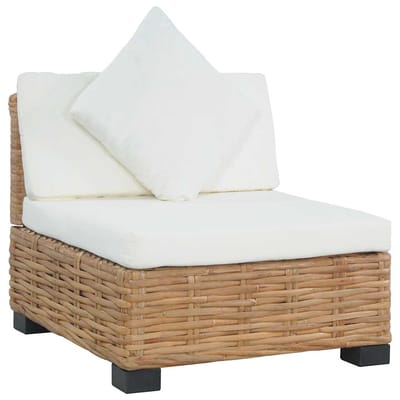 vidaXL - Bank - zonder - armleuning - met - kussens - natuurlijk - rattan
