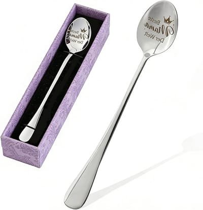 Gegraveerde lepel "Beste Mama ter Wereld", RVS Koffielepel in Cadeaubox, Perfect Cadeau voor Moederdag of Verjaardag, Uniek en Persoonlijk Geschenk
