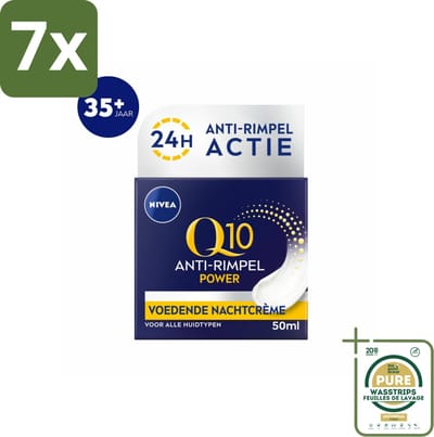 7 x NIVEA - Nachtcrème - Q10 POWER Anti-Rimpel - Voor alle huidtypen - Met Q10 & Creatine - 50 ml - Grootverpakking - Anti-rimpel Crème - Nachtcrème - Rimpelverlichting - Huidverzorging - Q10 Crème