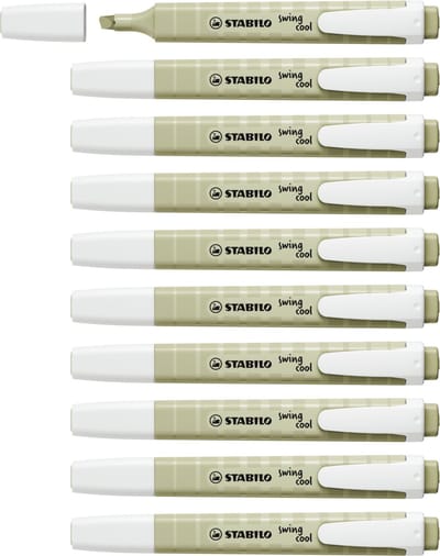 STABILO swing cool - Markeerstift - Perfect Voor Onderweg - NatureCOLORS - Modder Groen - Doos 10 stuks