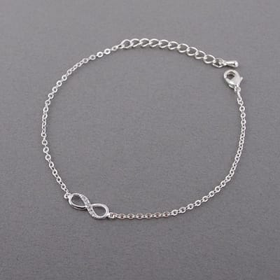 TVR-Wares® | Premium Infinity armband zilver | Klemsluiting | Verstelbare maat