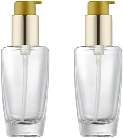 Dailygoods- Pompfles 50ml - 2 Stuks - Glazen/Plastic - Draagbaar - Lekvrij - Afsluitbare Pomp - Cosmeticafles
