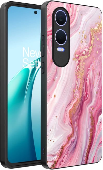 Smartphonica Telefoonhoesje Geschikt voor OnePlus Nord CE 4 Lite met marmer opdruk - TPU backcover case marble design - Roze geschikt voor OnePlus Nord CE 4 Lite