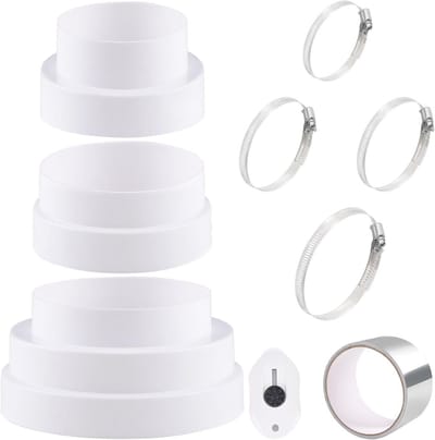 Verloopverbinder voor Ventilatiesystemen - Ø 80-150 mm, Verloopstuk met Roestvrijstalen Klemmen en Aluminiumfolietape