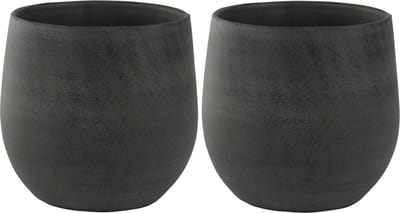 Ter Steege Plantenpot - 2x - moderne - grafiet - 15 x 13 cm