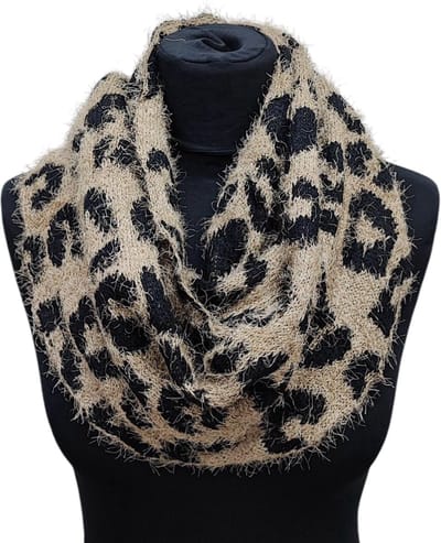 Gebreide Colsjaal - Ronde Sjaal - Beige/Zwart - 70 x 30 cm (143)