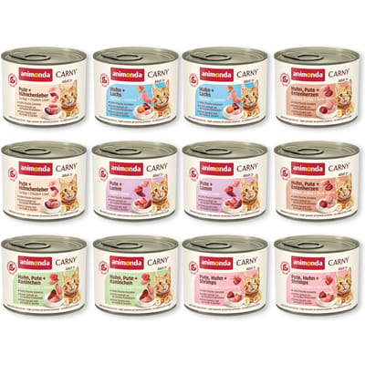12x200g Adult Mix Gevogelte (6 soorten zonder Rund) Animonda Carny Kattenvoer