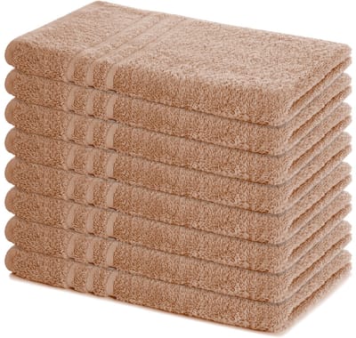 Lavea® Set van 8 Handdoeken 50x100 cm, 100% Katoen – Zacht en Absorberend – Perfect als Handdoek voor Thuis en Hotel – Cappuccino