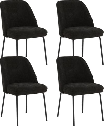 Colenis® - Julia Eetkamerstoel - Set Van 4 - Zwart - Linnen Stof - Industrieel - Design