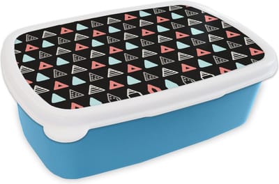 Broodtrommel Blauw - Lunchbox - Brooddoos - Jongens - Design - Driehoek - 18x12x6 cm - Kinderen - Jongen