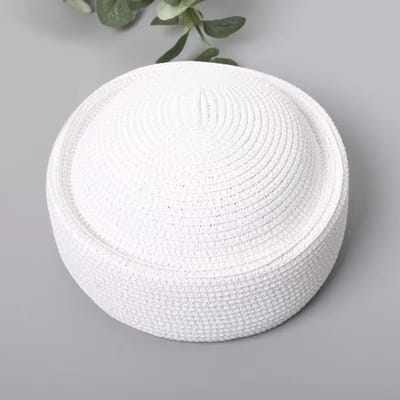 Retro Ademende Baret Zon Hoed Platte Top Cirkel Concaaf Top Handgemaakt Stro Pillbox Hoed Handgemaakte Stro Stro Zon Hoed Zomer Seizoen white