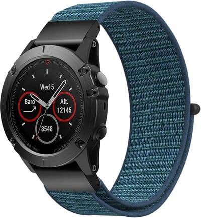 Strap-it Nylon 26mm Quickfit smartwatch bandje geschikt voor Garmin Fenix 9 (Pro) 51mm / Fenix 8 (Pro) 51mm / Garmin Fenix 7x (Pro - Sapphire Solar) / Fenix 6x (Pro - Sapphire) / Fenix 5x (Plus) / Fenix 3 / Epix Pro (Gen 2 - 51mm) - Dark mist grey