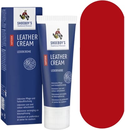 Shoeboy's Leder creme - Verzorgende en beschermende creme voor alle soorten gladleer - 75ml - (010) Rood