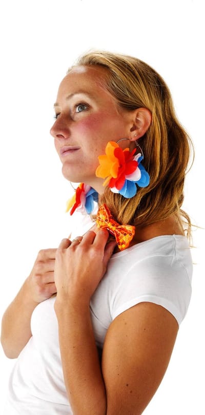 Folat - Oorbellen Bloem Oranje-Rood-Wit-Blauw - WK voetbal 2026 - WK voetbal versiering - WK voetbal outfit - Nederland WK