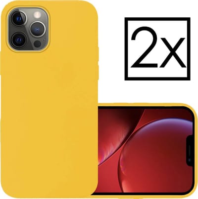 Hoesje - 2 Stuks - Geschikt voor Apple iPhone 13 Pro - Sterk & Shockproof - Case Siliconen - Back Cover - Telefoon Hoes - Geel