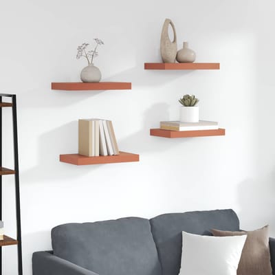 vidaXL - Wandplank - 4 - st - Rood - 40 - x - 23,5 - x - 3,8 - cm - Bewerkt - hout