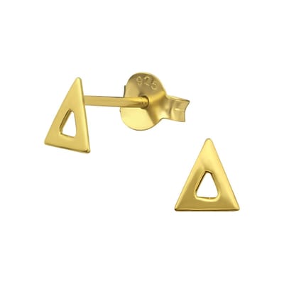 Joy|S - Zilveren driehoek oorbellen - 5 x 6 mm - gold plated