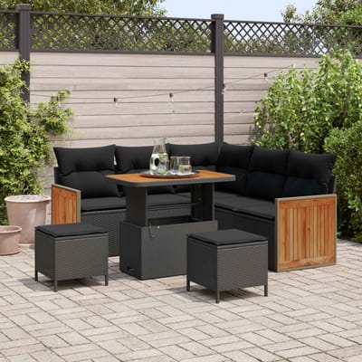 vidaXL - Tuinbank - Set - 8 - st - 8-Aantal - zitplaatsen - Zwart