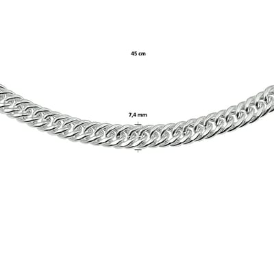 Collier Dubbel Gourmette 7,4 Mm 45 Cm Met Groot Springslot