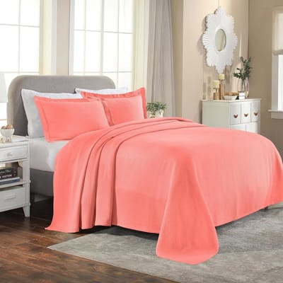 Katoenen Bedsprei - Dekbedovertrek - Slaapkamer Decoratie - 3 Delige Set - 206 x 279 cm - Koraal