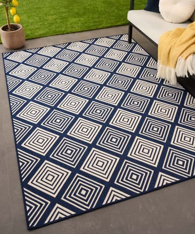 Buitenkleed ruit - Flip Gem donkerblauw 160x220