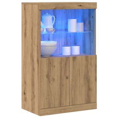 vidaXL - LED - Dressoir - Bruin - 60 - x - 37 - x - 100 - cm - Bewerkt - hout