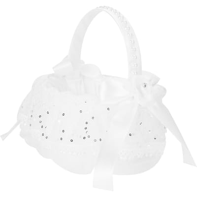 Panier en Dentelle Fleurie Panier à Fleurs Blanc Romantique Contenant à Bonbons Décoration de Cérémonie de Mariage Type 2 white