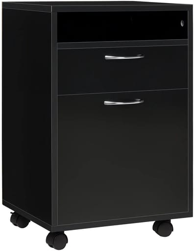 Ladeblok – 2 Lades – Bureaukast – Archiefkast – Zwart – Afsluitbaar – Compact Kantoor Opbergsysteem