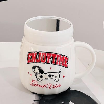 Schattige Kleine Eend met Deksel Hoge Waarde Grote Capaciteit Waterbeker voor Meisjes Kantoor Cartoon Mok Hoge Temperatuurbestendigheid Keramische Mok 380ML white
