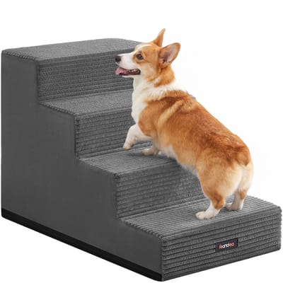 Hondentrap - Met Antislip Treden - Voor Kleine Honden - Loodgrijs - 62 x 40 x 44 cm