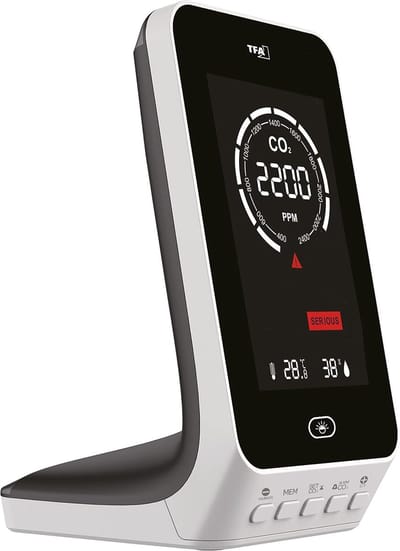 CO2 Monitor - Luchtkwaliteit Meter - Binnenklimaat Bewaken - NDIR Dual Beam Sensor - 144 mm Hoogte - Wit