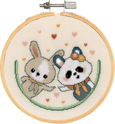 Vervaco - Telpakket kit - Panda and bunny love - PN-0214355 - Borduren - Borduurpakket - Borduurpakket volwassenen - Borduurpakket kind