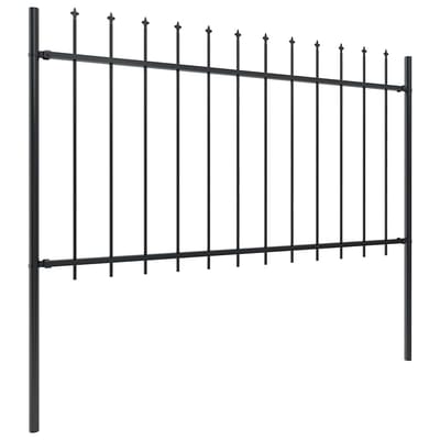 vidaXL - Tuinhek - met - speerpunt - staal - 337x100 - cm - zwart