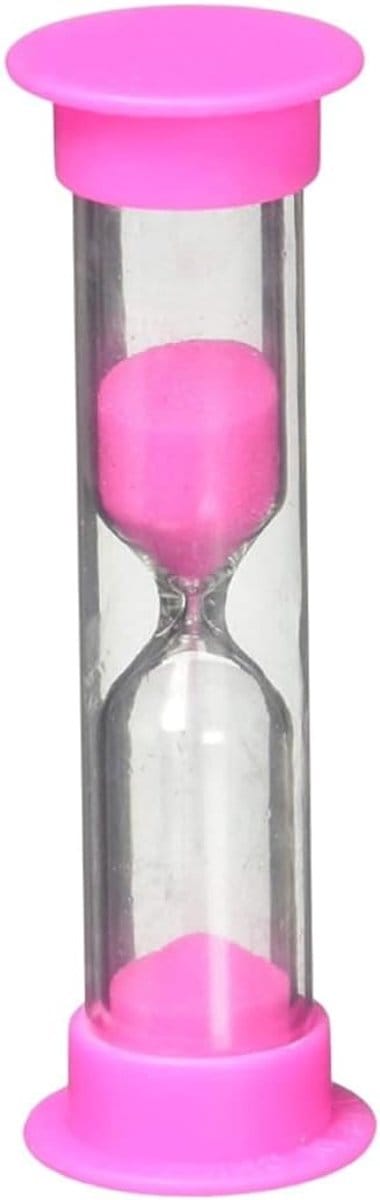 Zandloper 2 minuten - Kinder timer - Tanden poetsen - Duurzaam glas - 1x1x1 cm - Roze rood