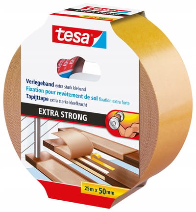 Tesa Extra Strong Tapijtlijm 25m x 50mm - Extra Sterke Dubbelzijdige Tape