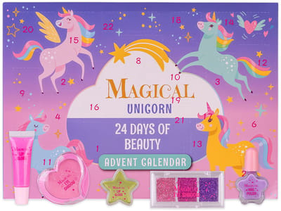 Beauty Meisjes - Unicorn - 24 verrassingen - Make-up Geschenkset Kinderen Dames - Cadeau meisje 3 jaar, 4 jaar, 5 jaar, 6 jaar, 7 jaar, 8 jaar - Roze Eenhoorn cadeautjes - Adventskalender 2026 Make up Kind