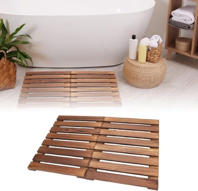 300LBS Ondersteuning - Antislip Voeten - Opvouwbare Houten Badmat - Antislip Badmat voor Spa - Sauna - Zwembad - 59 x 41.2 x 2.2cm