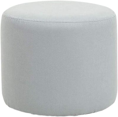 Ronde Poef - Voetenbankje Decoratie - Woonkamer Meubel - Afneembare Hoes - 34 x 27 cm - Blauw