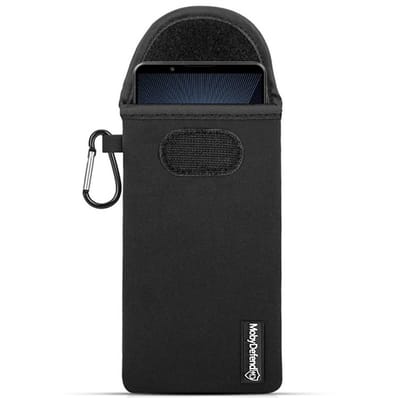 MobyDefend Hoesje - Geschikt voor Sony Xperia 1 VII - Neopreen Pouch Met Karabijnhaak - Insteek - Riemlus - Zwart