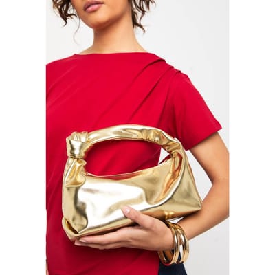 boohoo Dames Tas met knoophandvat | Goud