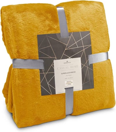 Extra Zachte Geribbelde Deken Mosterdgeel 150x200 cm - Anti-Statisch & Ademend