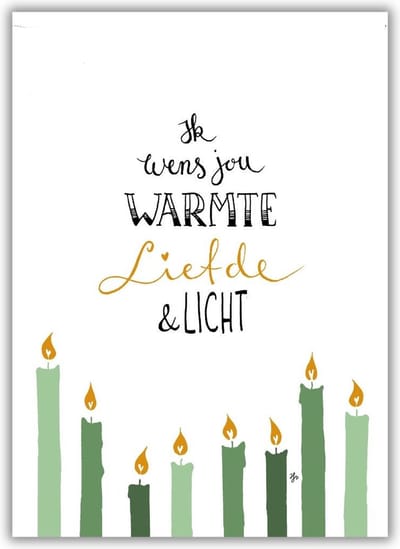 Kerstkaartenset "Ik wens jou warmte, liefde en licht" - 8 stuks - Kerstkaarten inclusief enveloppen