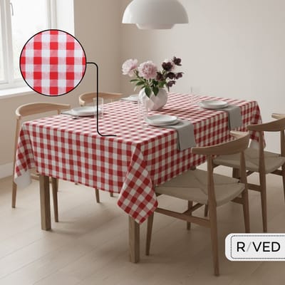 Raved - Tafelzeil 140 cm x 220 cm - Boerenbont Ruit Rood - PVC Afwasbaar