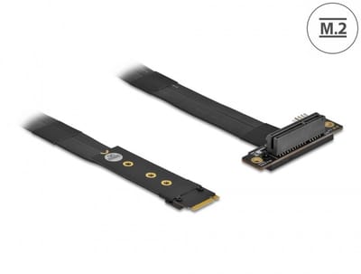 Delock M.2 Key M to PCIe x4 NVMe Adapter angled with 20 cm cable