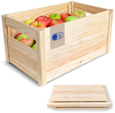 Creative Deco | Houten vouwdoos | 46 x 29,5 x 23,5 cm | Gemakkelijk in elkaar te zetten, geen gereedschap nodig | Opbergdoos voor fruit, groenten | Houten doos, cadeaudoos, speelgoeddoos