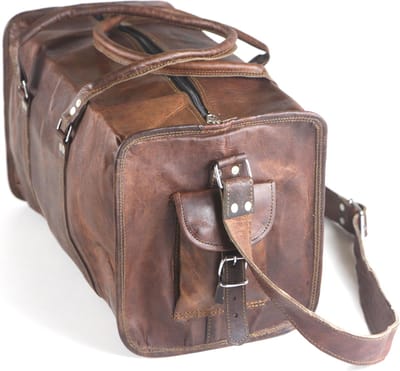 Duffeltas – Boodschappen tas 54x 27 x 27 cm  - Echte Leder - Cognac Bruin – Reistas - Sporttas – Vintage Look Design