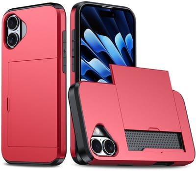 Coverup Hoesje - Geschikt voor iPhone 17 Hoesje - Coverup Hybrid Card Slider Back Cover - Rood