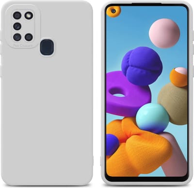 Cadorabo Hoesje geschikt voor Samsung Galaxy A21s in FLUID WIT - Beschermhoes gemaakt van flexibel TPU silicone Cover Fluid Case