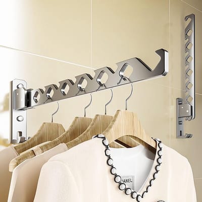 Opvouwbare kledinghanger - kledinghaak - hanger van aluminiumlegering - haak - wandhanger - te gebruiken voor het ophangen van kleding op balkons - in badkamers en gangen - zwart