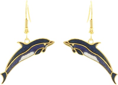 Behave - Oorhangers dames - dolfijnmotief - blauw - 1 cm